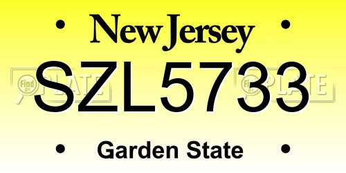 SZL5733 New Jersey License Plate