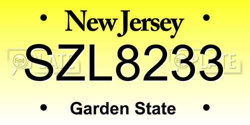SZL8233 New Jersey License Plate