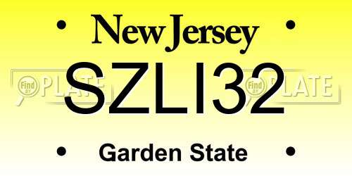 SZLI32 New Jersey License Plate