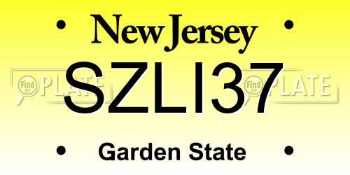 SZLI37 New Jersey License Plate