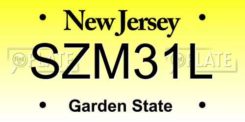 SZM31L New Jersey License Plate
