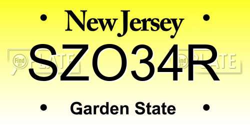SZO34R New Jersey License Plate