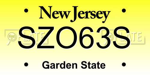 SZO63S New Jersey License Plate