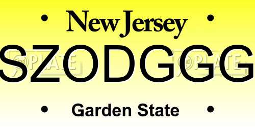 SZODGGG New Jersey License Plate