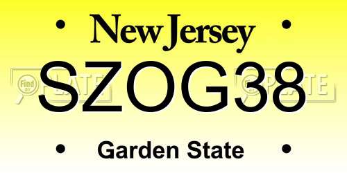 SZOG38 New Jersey License Plate