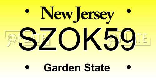 SZOK59 New Jersey License Plate