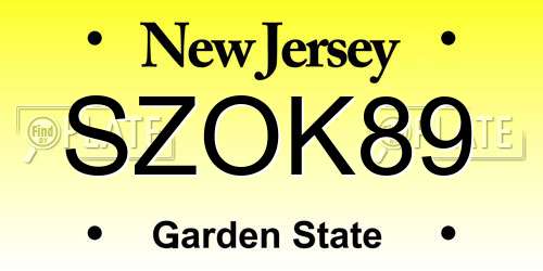 SZOK89 New Jersey License Plate