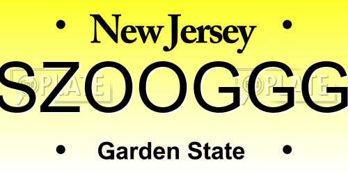 SZOOGGG New Jersey License Plate
