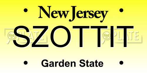 SZOTTIT New Jersey License Plate