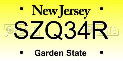 SZQ34R New Jersey License Plate