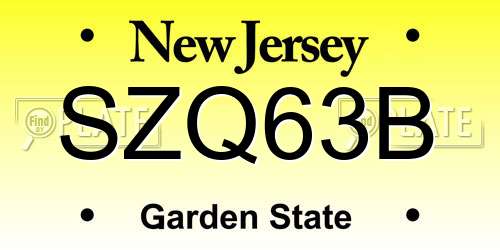SZQ63B New Jersey License Plate