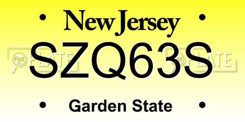 SZQ63S New Jersey License Plate