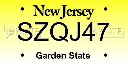 SZQJ47 New Jersey License Plate