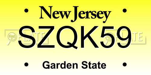 SZQK59 New Jersey License Plate