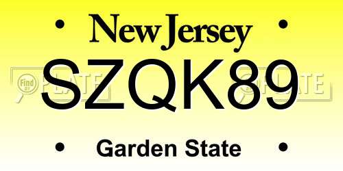 SZQK89 New Jersey License Plate