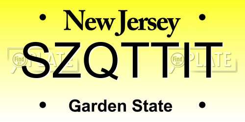 SZQTTIT New Jersey License Plate