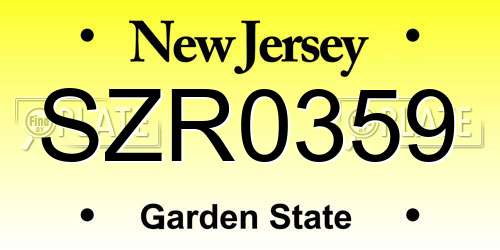 SZR0359 New Jersey License Plate