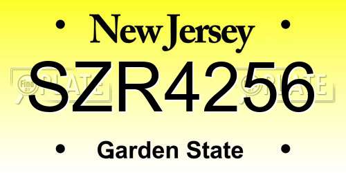 SZR4256 New Jersey License Plate