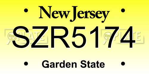 SZR5174 New Jersey License Plate