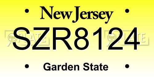 SZR8124 New Jersey License Plate