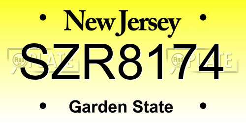 SZR8174 New Jersey License Plate