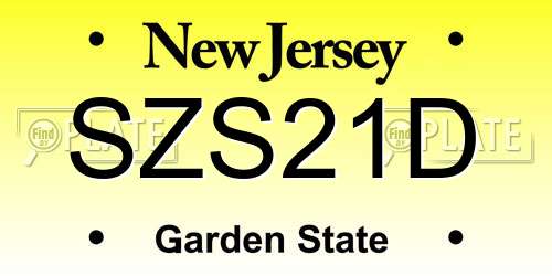 SZS21D New Jersey License Plate
