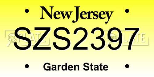 SZS2397 New Jersey License Plate