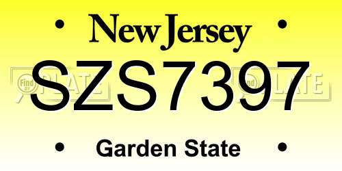 SZS7397 New Jersey License Plate