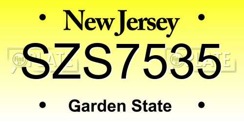 SZS7535 New Jersey License Plate