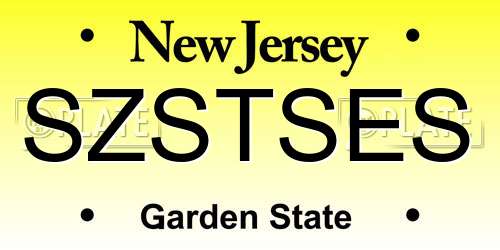 SZSTSES New Jersey License Plate