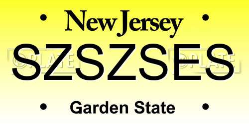 SZSZSES New Jersey License Plate