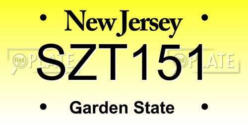 SZT151 New Jersey License Plate