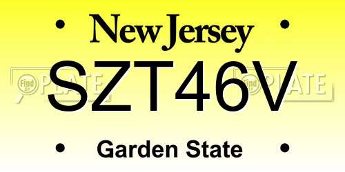SZT46V New Jersey License Plate