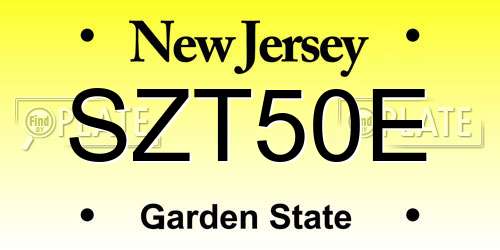 SZT50E New Jersey License Plate