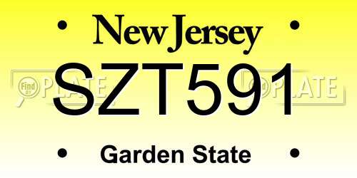 SZT591 New Jersey License Plate