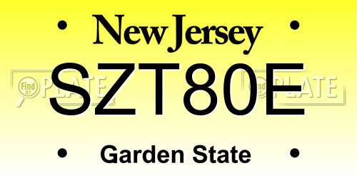 SZT80E New Jersey License Plate