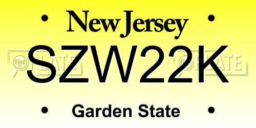 SZW22K New Jersey License Plate