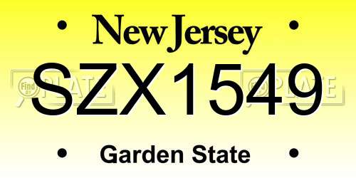 SZX1549 New Jersey License Plate