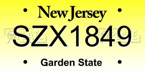 SZX1849 New Jersey License Plate