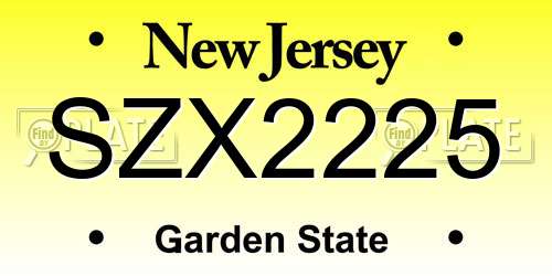 SZX2225 New Jersey License Plate