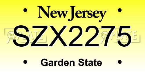 SZX2275 New Jersey License Plate
