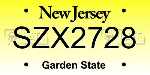 SZX2728 New Jersey License Plate