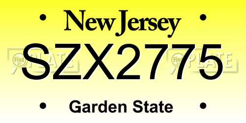 SZX2775 New Jersey License Plate