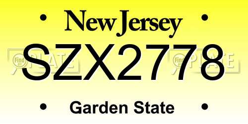SZX2778 New Jersey License Plate