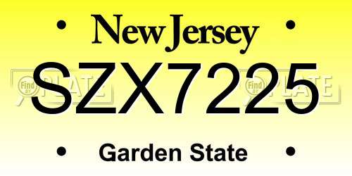 SZX7225 New Jersey License Plate