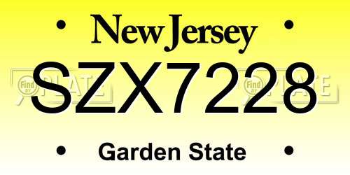 SZX7228 New Jersey License Plate