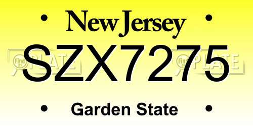 SZX7275 New Jersey License Plate