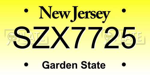 SZX7725 New Jersey License Plate