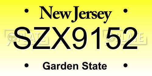 SZX9152 New Jersey License Plate