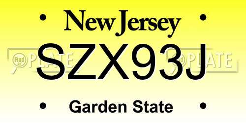 SZX93J New Jersey License Plate